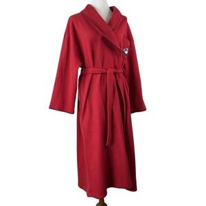 NWT Secret Treasures Belted Robe Long Sleeve Plush Soft Snowman Red Women's L